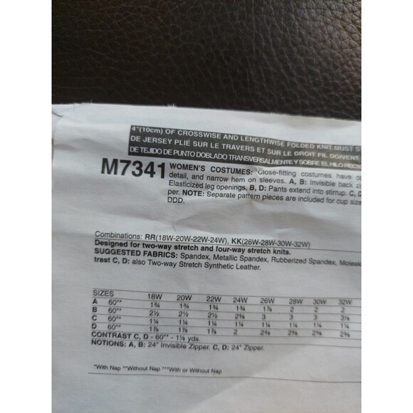 McCalls Women's Plus Size 18-24W Yaya Hans Ultimate Bodysuit Pattern 7341 - Picture 9 of 10